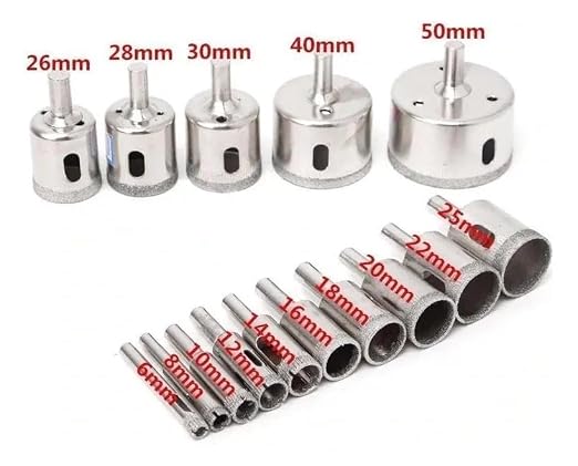 Kit 15 Pcs Brocas Copo Diamantadas Vidro Ceramica 6-50mm