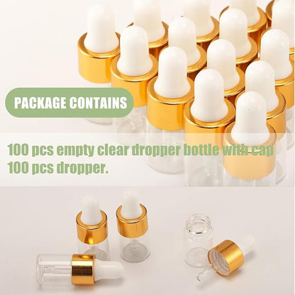 100 Mini Frascos Conta-gotas De Vidro Para Óleos Essenciais
