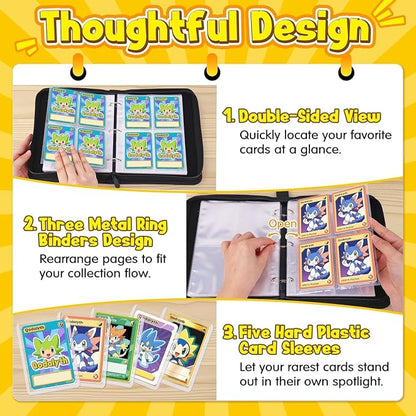 Álbum Colecionador De Cartas Pokémon Organizador 400 Cartas(Amarelo)