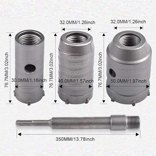 Kit 3 Serra Copo Fura Parede Concreto Laje Brocas 30 40 50mm