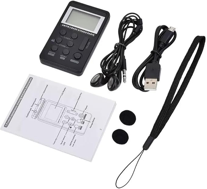 Mini Rádio Digital Am/fm Estéreo Portátil Com Fone De Ouvido(Preto)