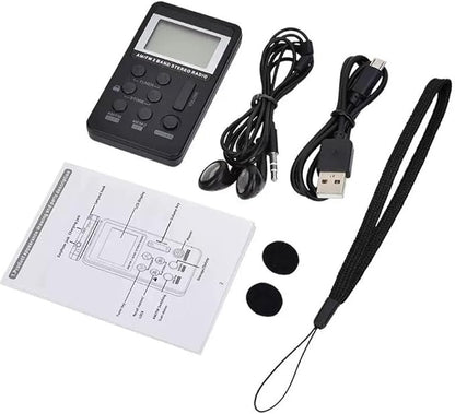 Mini Rádio Digital Am/fm Estéreo Portátil Com Fone De Ouvido(Preto)