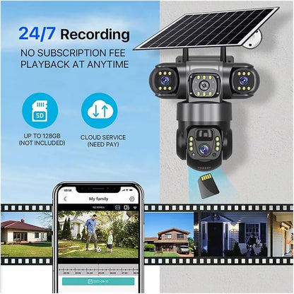 Câmera Solar Panorâmica 360° Com 4g/lte E Três Lentes(WiFi)