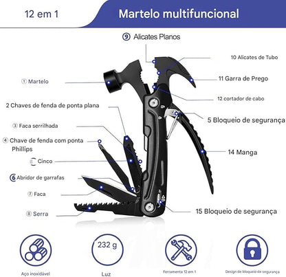 Portátil Multifuncional Garra Martelo Ao Ar Livre Camping Do