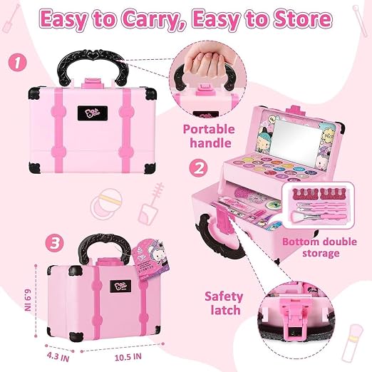 Conjunto De Maquiagem Infantil Lavável 32 Peças Com Estojo