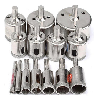 Kit 15 Pcs Brocas Copo Diamantadas Vidro Ceramica 6-50mm