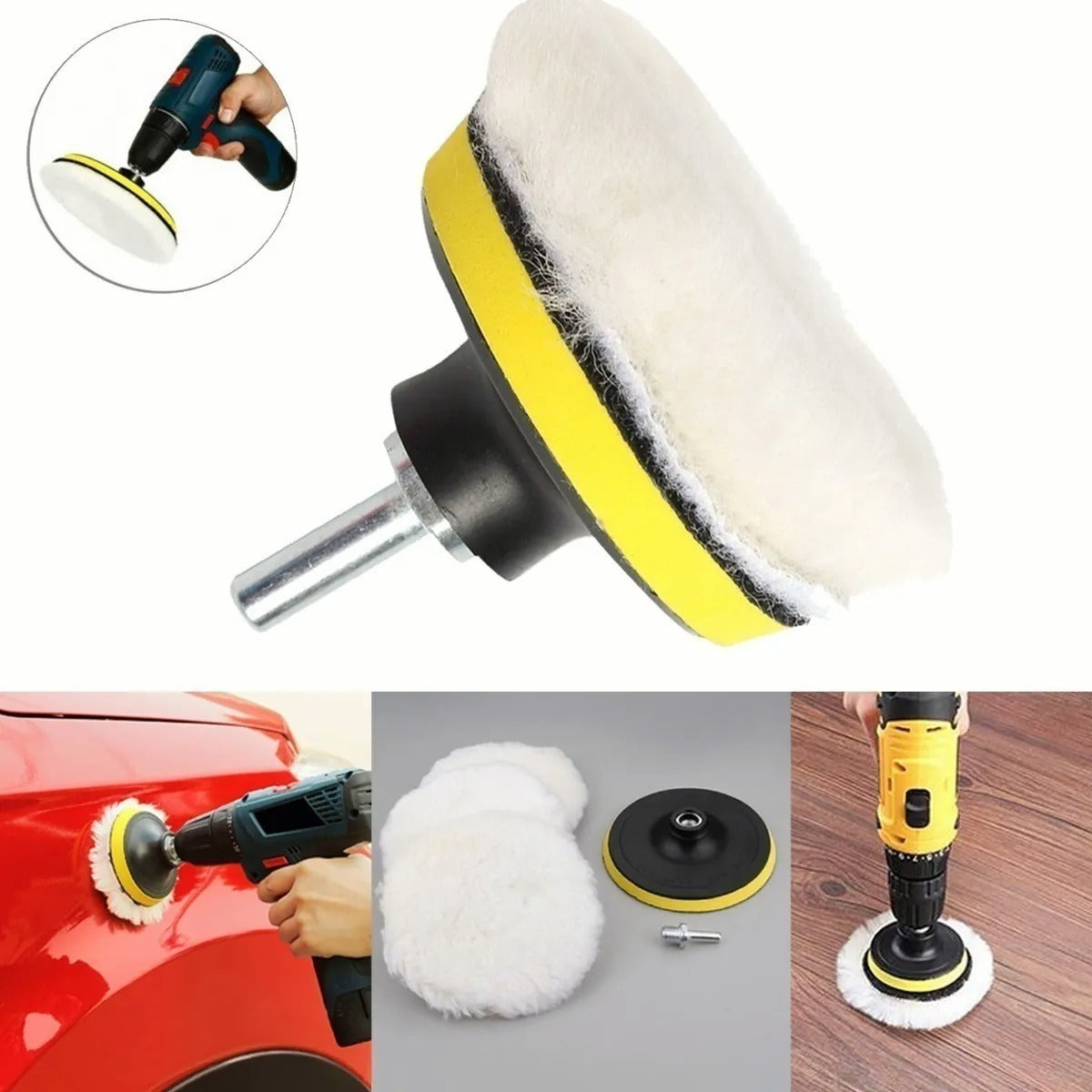 Kit Polimento Vidro Polir Carro e Moto — Boina de Lã Sintética Profissional