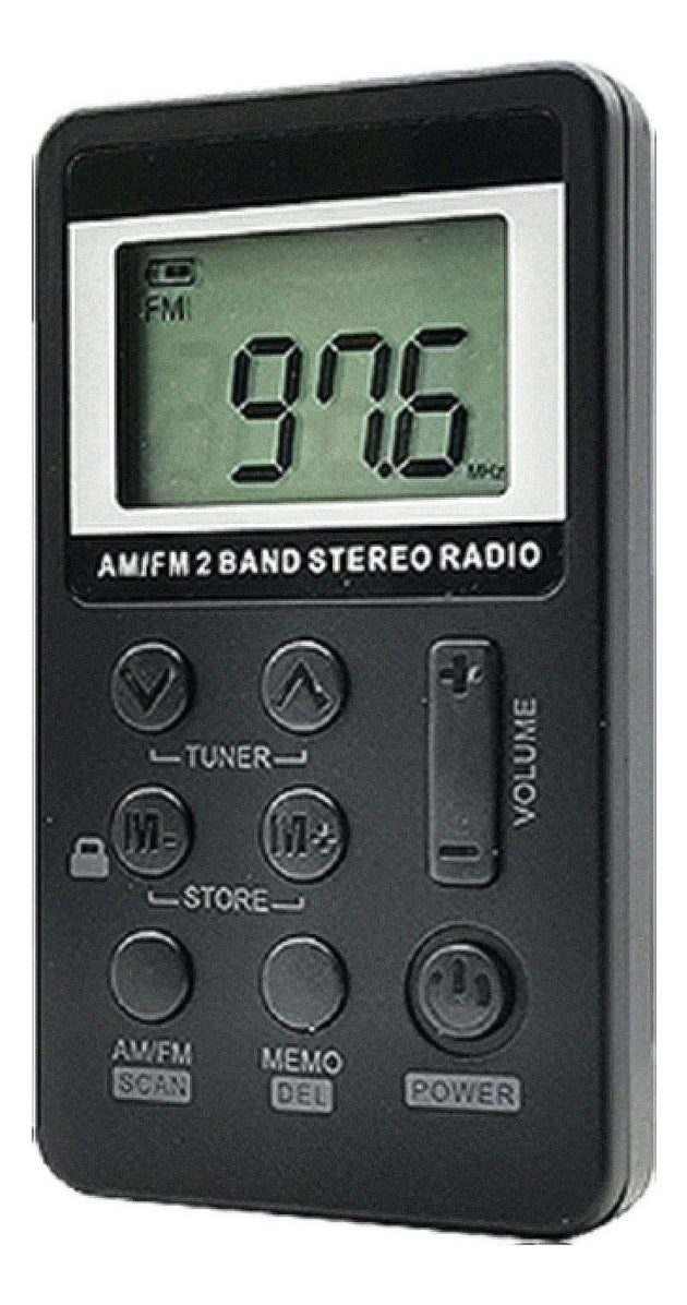 Mini Rádio Digital Am/fm Estéreo Portátil Com Fone De Ouvido(Preto)