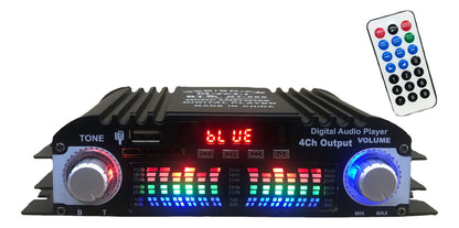 Amplificador De Áudio Hifi De 4 Canais Bluetooth Usb Sd Aux