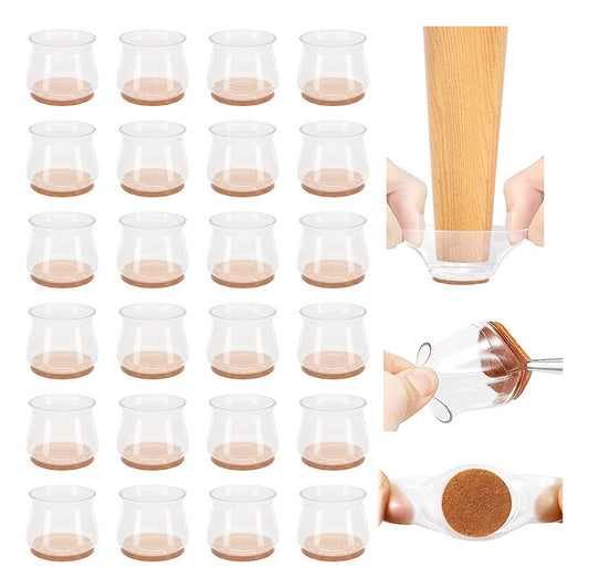 Kit 24 Protetores De Piso De Silicone C/ Feltro Para Cadeira