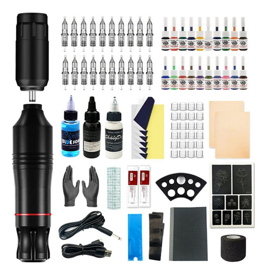 Kit Completo De Caneta De Tatuagem Profissional Sem Fio