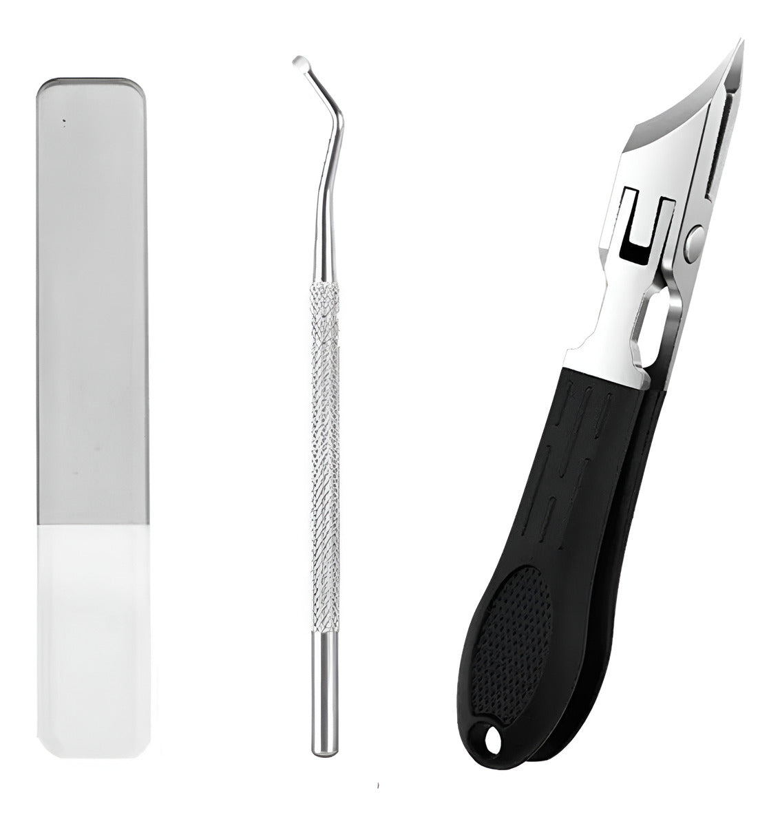 Cortador De Unhas Oblíquo Inox Bico Longo Encravadas C/ Lixa(Preto)