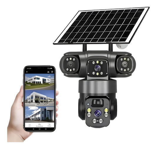 Câmera Solar Panorâmica 360° Com 4g/lte E Três Lentes(WiFi)