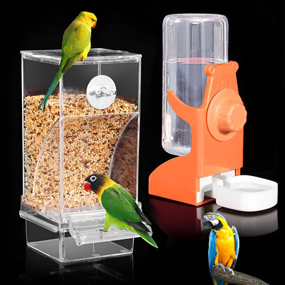 Kit Comedouro E Bebedouro Automático Para Papagaio(Verde-escuro)