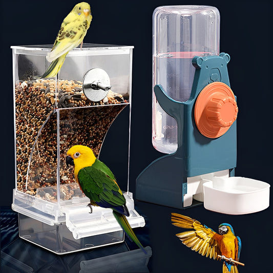 Kit Comedouro E Bebedouro Automático Para Papagaio(Verde-escuro)