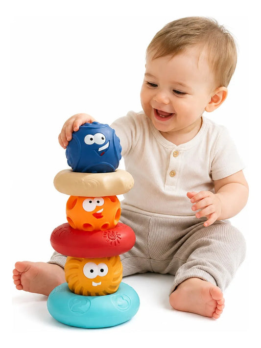 Kit 6 Blocos Macios Empilháveis Brinquedo Banho Bebê