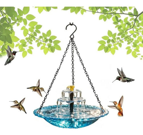 Fonte Suspensa Para Banho De Pássaros Com Energia Solar-Azul(Azul)