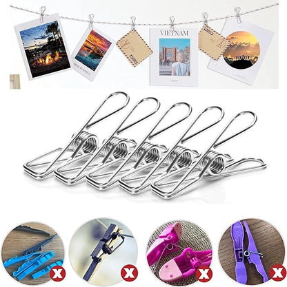 Kit 100 Peças Prendedor De Roupa 100% Inox Pronta Entrega