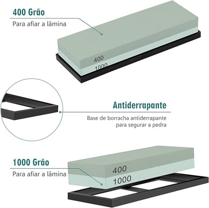 Kit Pedra Afiar Amolar Dupla Face Granulação 400 1000 Faca(400/1000)