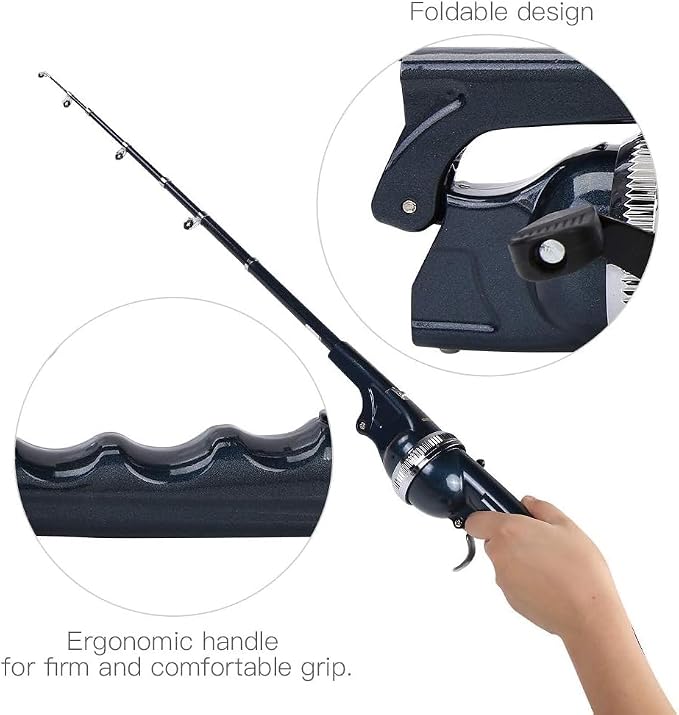Vara De Pesca Telescópica Dobrável Portátil Com Linha