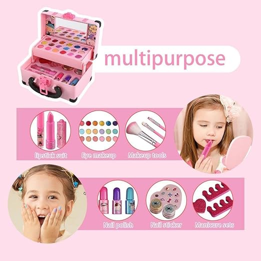 Conjunto De Maquiagem Infantil Lavável 32 Peças Com Estojo
