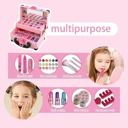 Conjunto De Maquiagem Infantil Lavável 32 Peças Com Estojo