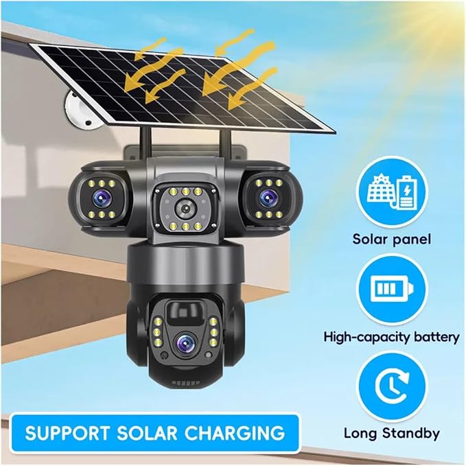 Câmera Solar Panorâmica 360° Com 4g/lte E Três Lentes(WiFi)