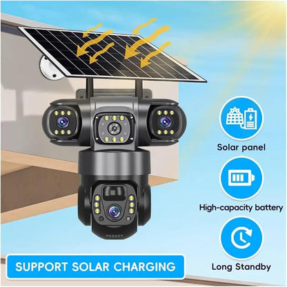 Câmera Solar Panorâmica 360° Com 4g/lte E Três Lentes(WiFi)