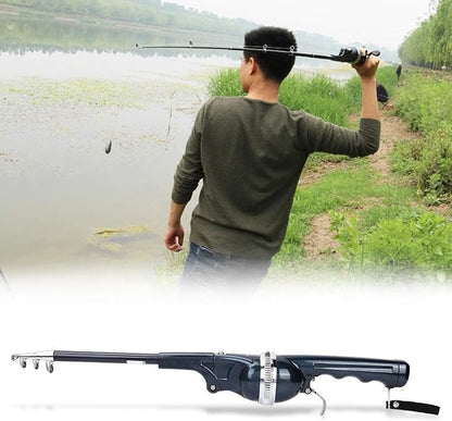 Vara De Pesca Telescópica Dobrável Portátil Com Linha