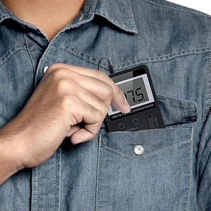 Mini Rádio Digital Am/fm Estéreo Portátil Com Fone De Ouvido(Preto)
