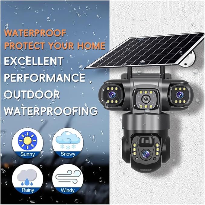 Câmera Solar Panorâmica 360° Com 4g/lte E Três Lentes(WiFi)