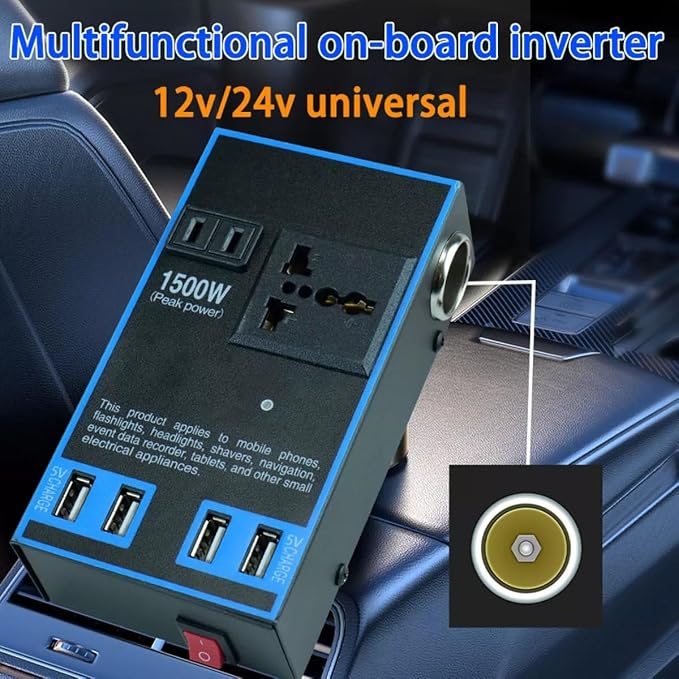 Inversor De Energia Para Carro 12v 24v A 110v 220v 1500w