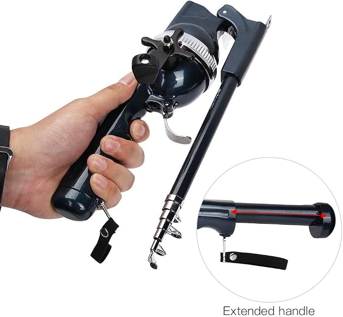 Vara De Pesca Telescópica Dobrável Portátil Com Linha