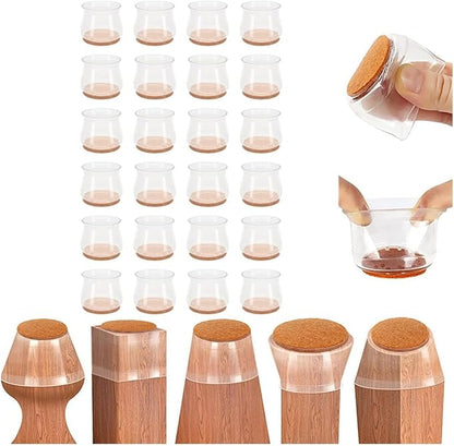 Kit 24 Protetores De Piso De Silicone C/ Feltro Para Cadeira