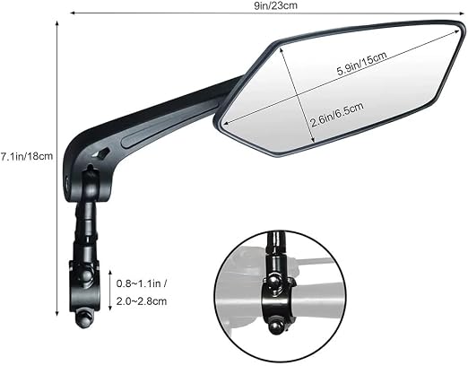 Pacote Com 2 Espelhos Para Bicicleta Scooter Motocicleta