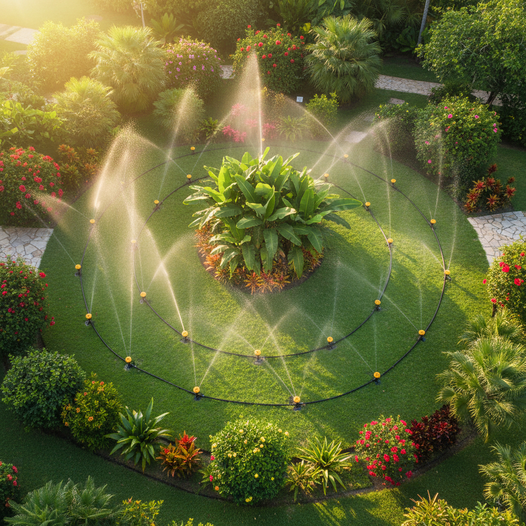 花园俯视喷水全景