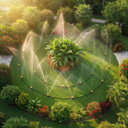 花园俯视喷水全景