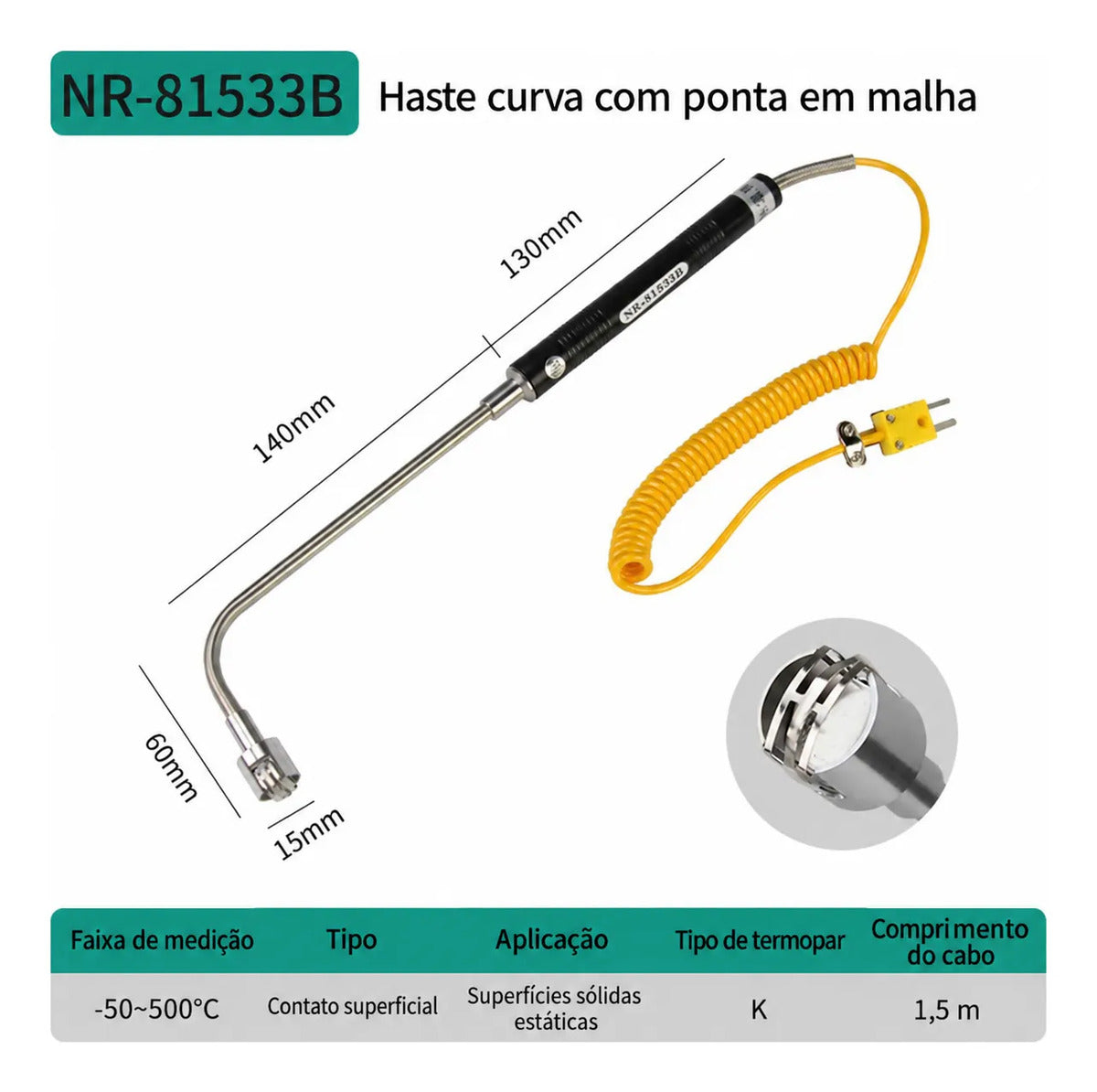 Termopar Tipo K Para Sensor de Temperatura e Medição