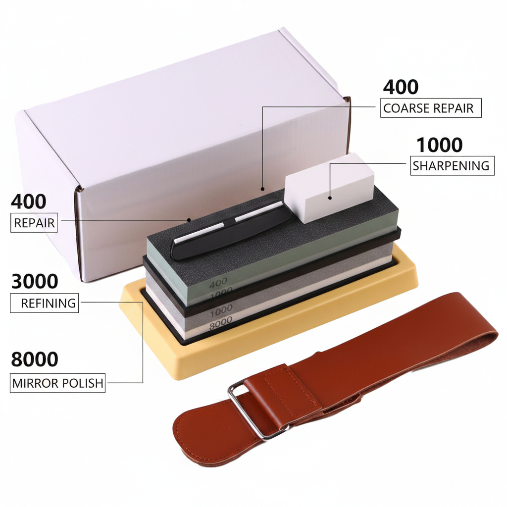 Kit Pedra Afiar - Infográfico 4 Granulações